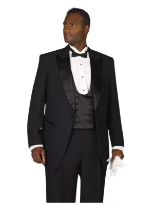 Mens Black Peak Lapel Tuxedo - Includes Pants & Vest!