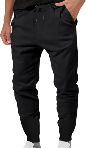 Men's Jogger Sweatpants Elastic Waist Comfy Bottoms Slim Fit Drawstring Trousers Lounge Gymwear Stretch Athletic Fit