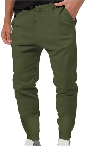 Men's Jogger Sweatpants Elastic Waist Comfy Bottoms Slim Fit Drawstring Trousers Lounge Gymwear Stretch Athletic Fit