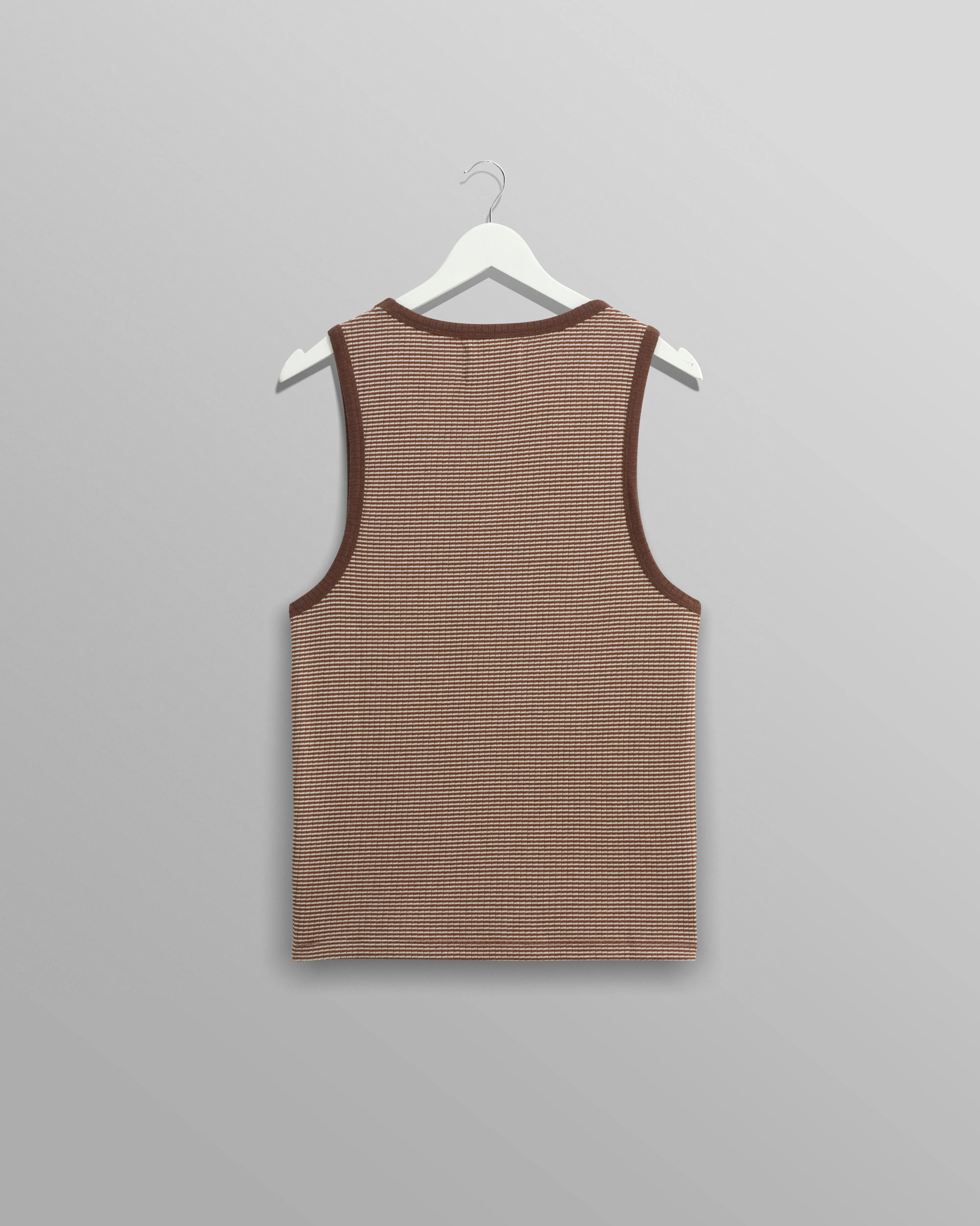Montague - Brown And Ecru Striped Ribbed Organic Cotton Vest