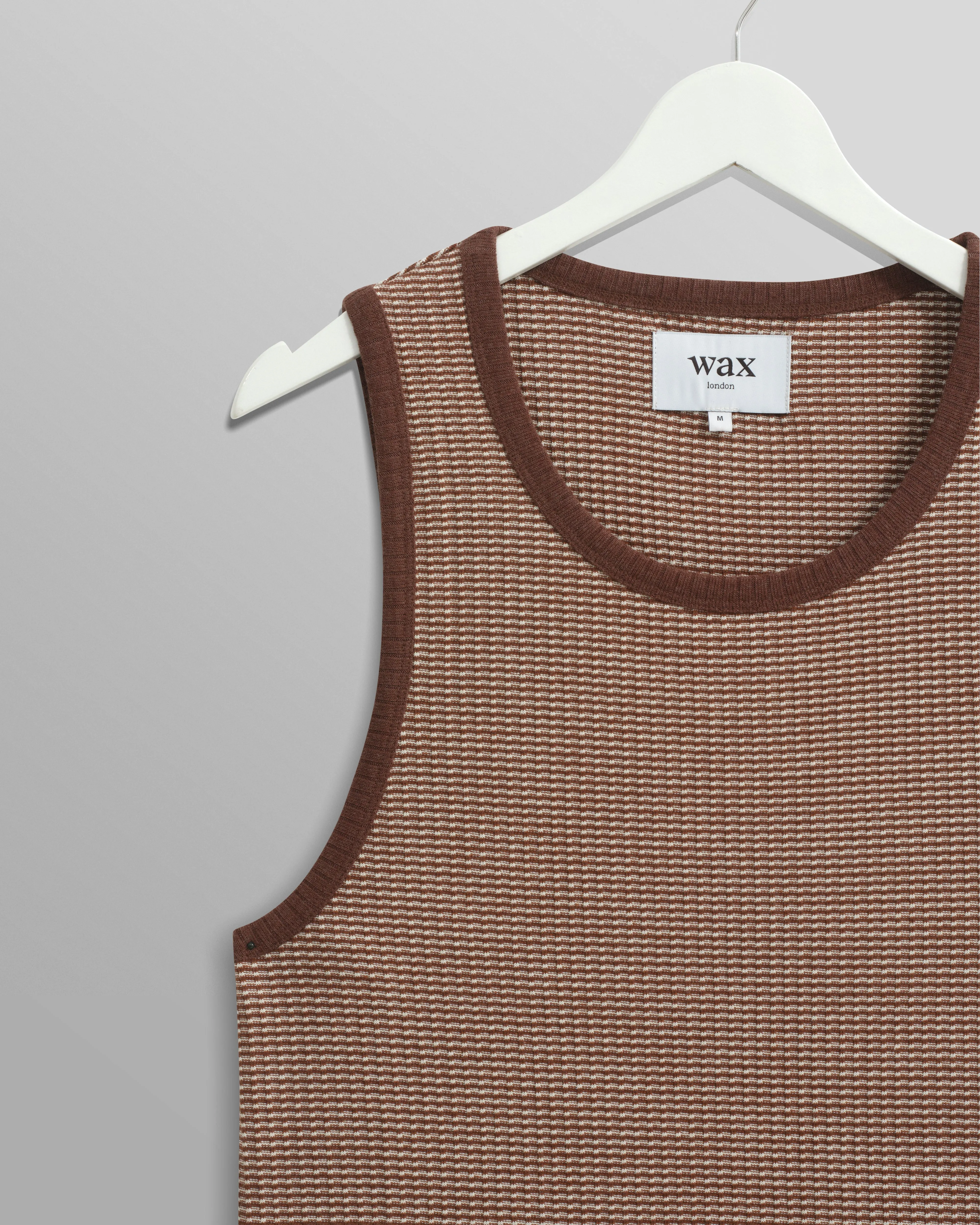Montague - Brown And Ecru Striped Ribbed Organic Cotton Vest