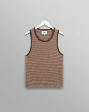 Montague - Brown And Ecru Striped Ribbed Organic Cotton Vest