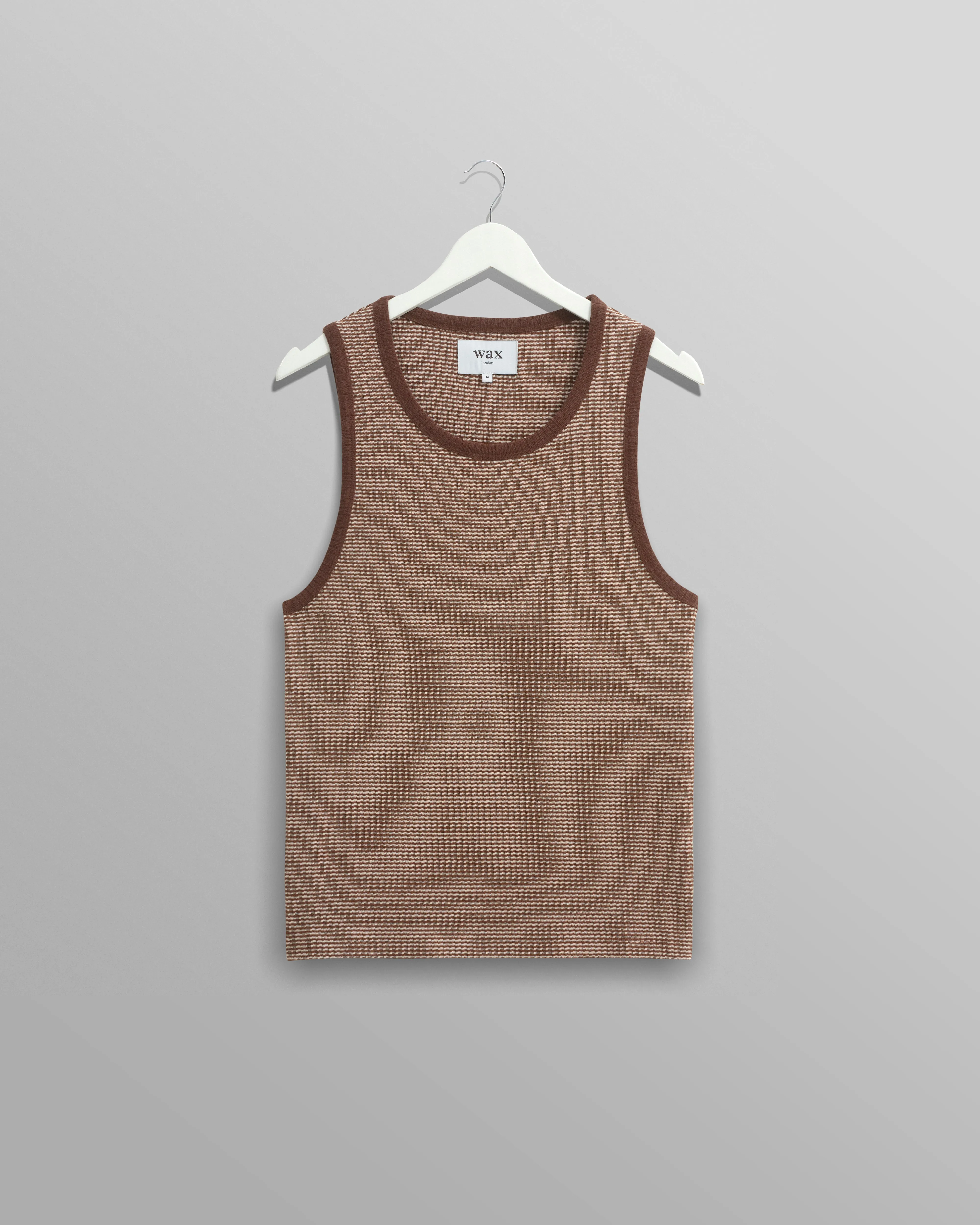 Montague - Brown And Ecru Striped Ribbed Organic Cotton Vest