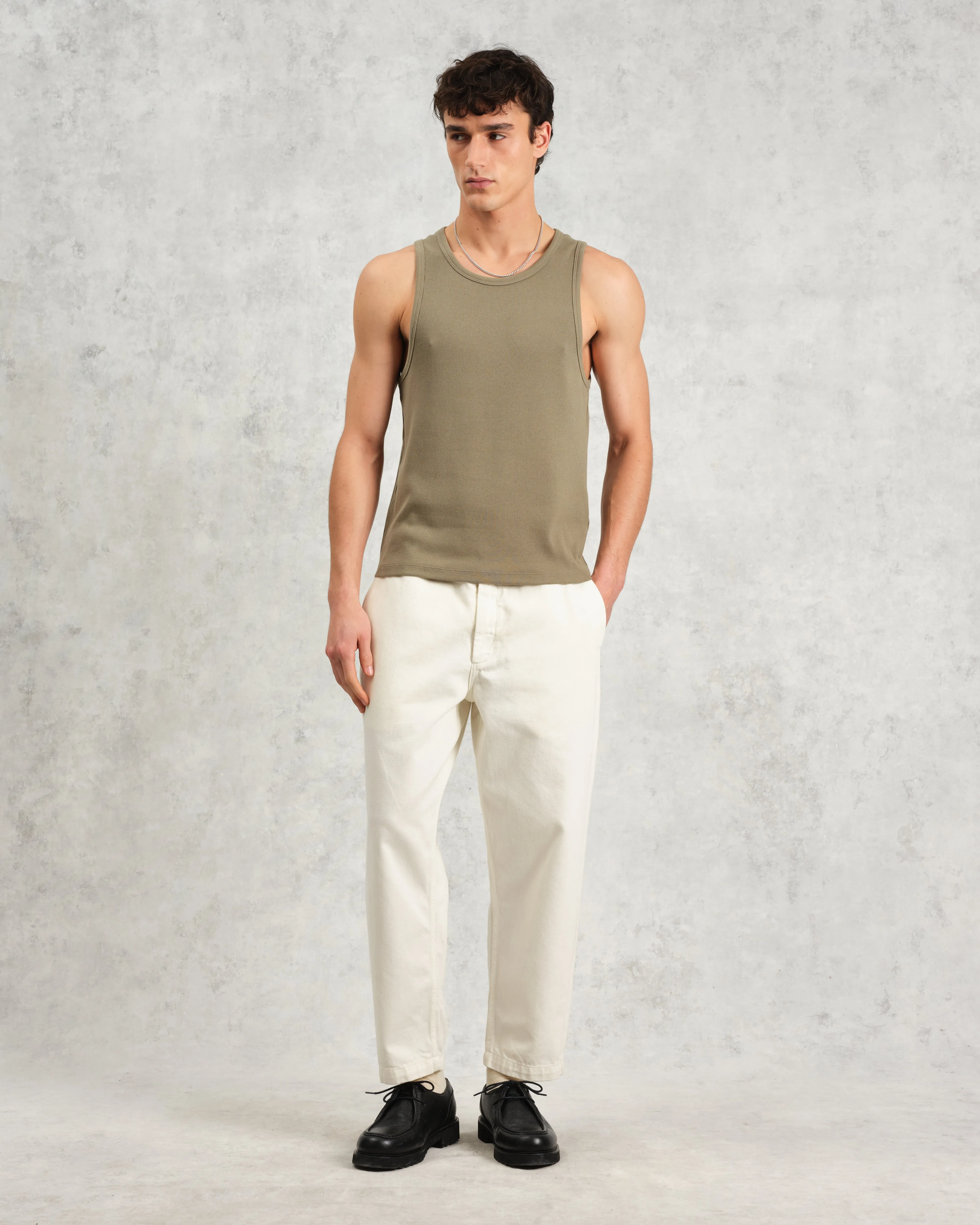 Montague - Khaki Ribbed Organic Cotton Vest