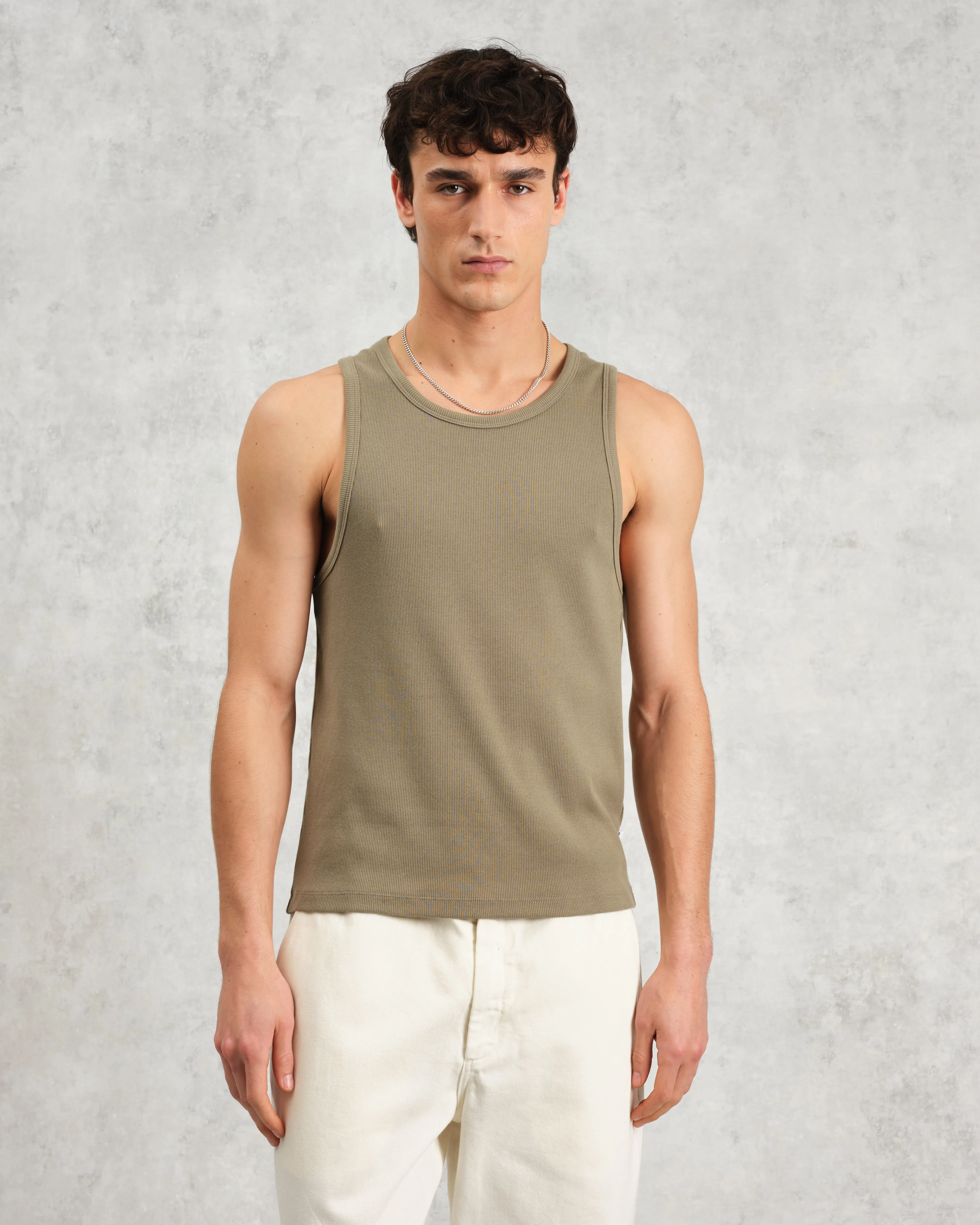 Montague - Khaki Ribbed Organic Cotton Vest