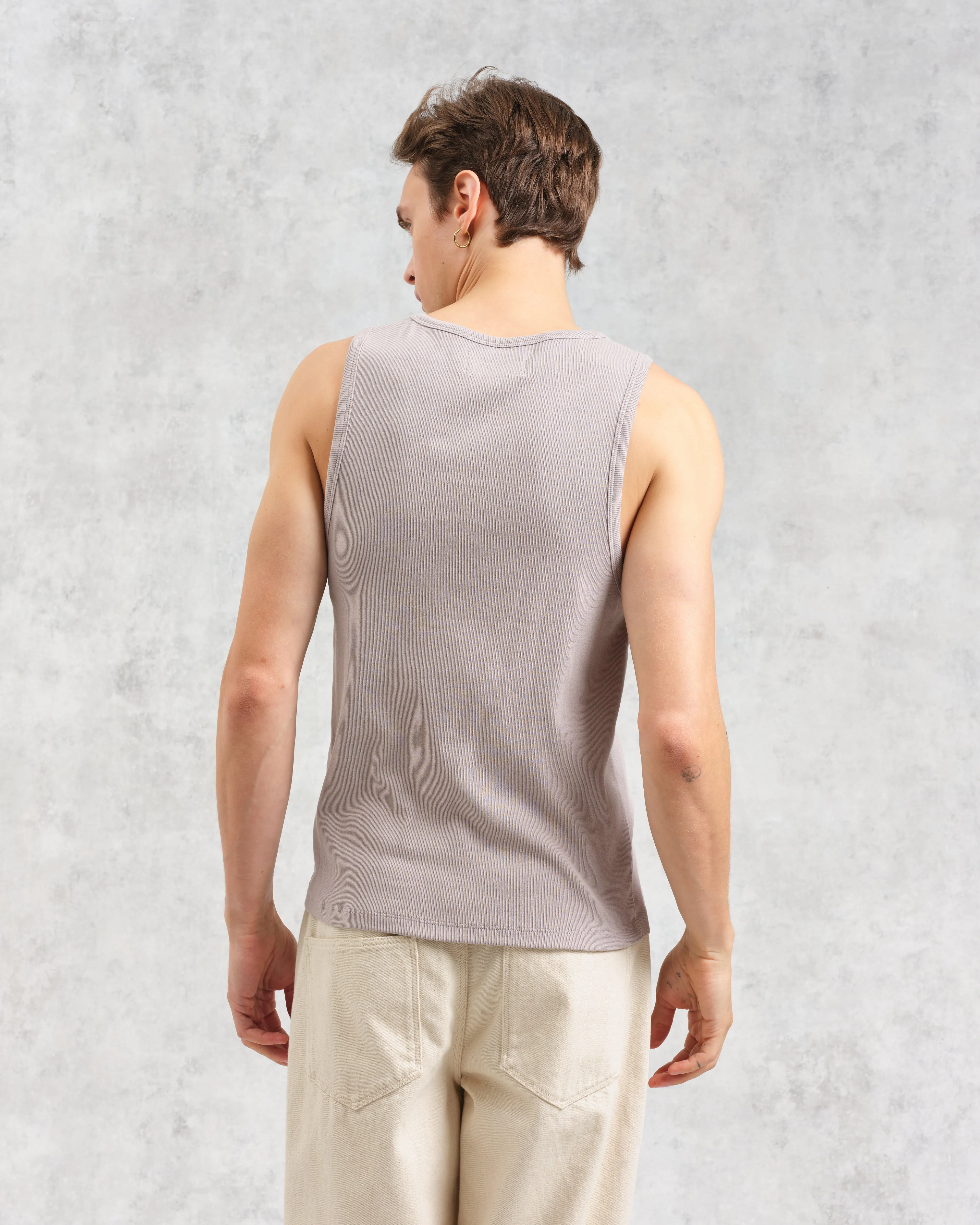 Montague - Taupe Grey Ribbed Organic Cotton Vest