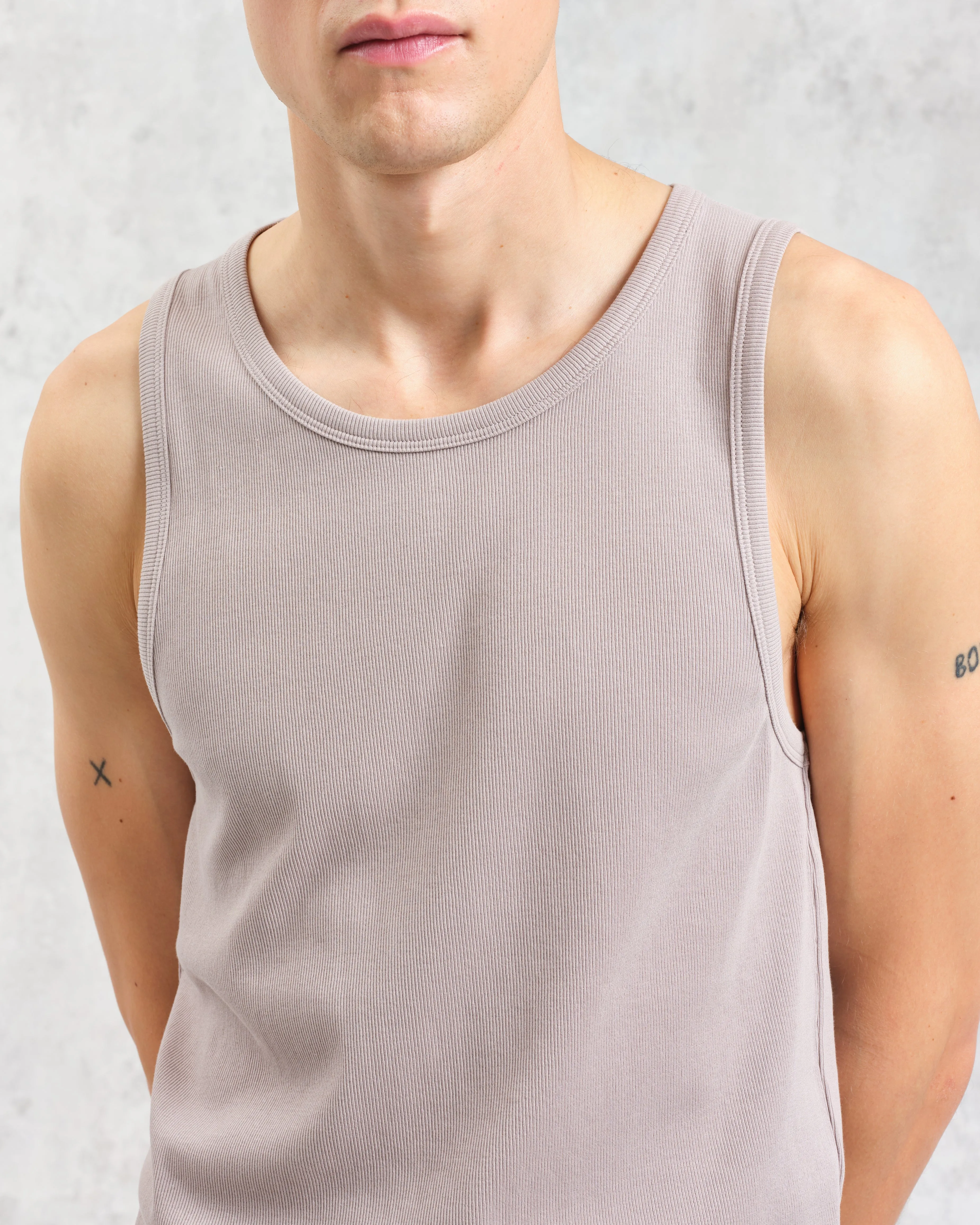 Montague - Taupe Grey Ribbed Organic Cotton Vest