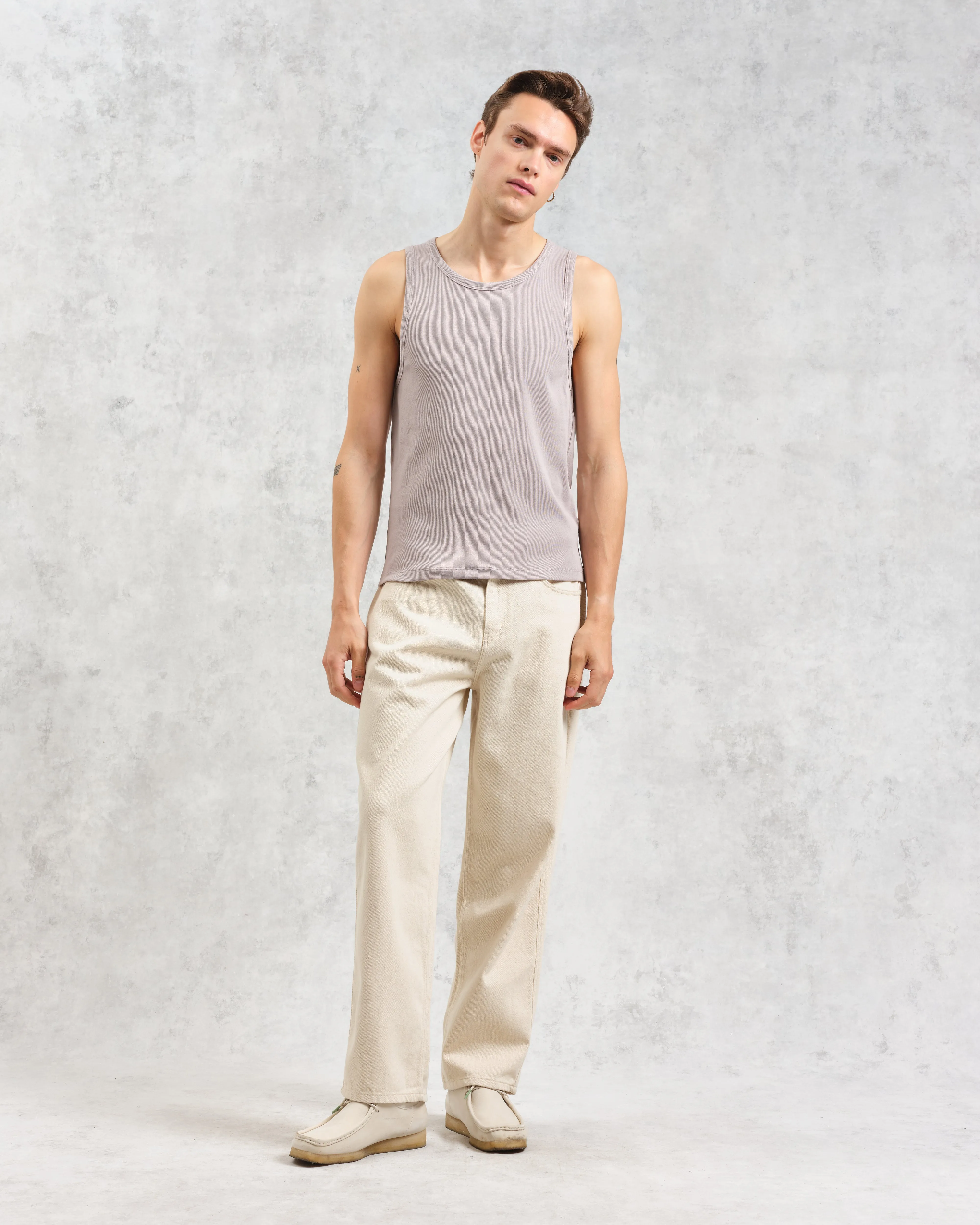 Montague - Taupe Grey Ribbed Organic Cotton Vest