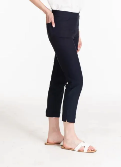 Navy Pull On Crop Pant