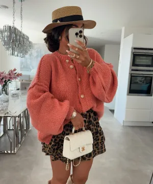 Oversize Strickjacke Jalsi Kurz Peach