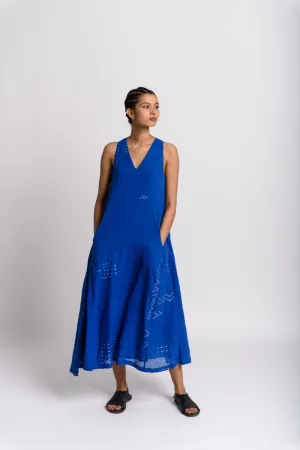 Pleats and Weaves Dress - Blue