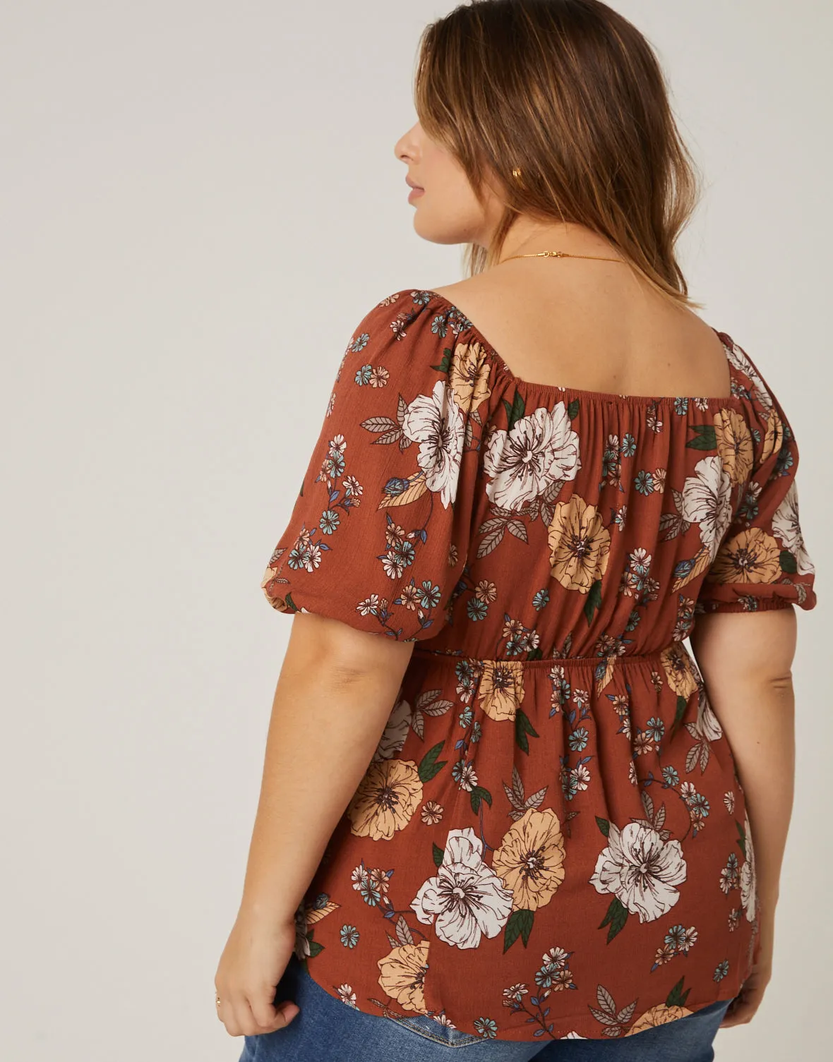 Plus Size Babydoll Floral Top