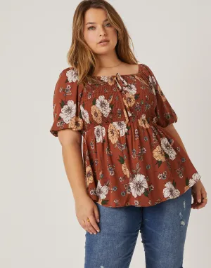 Plus Size Babydoll Floral Top