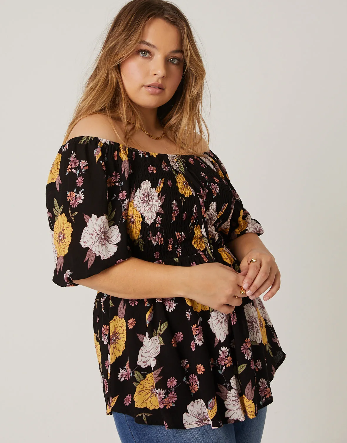 Plus Size Babydoll Floral Top