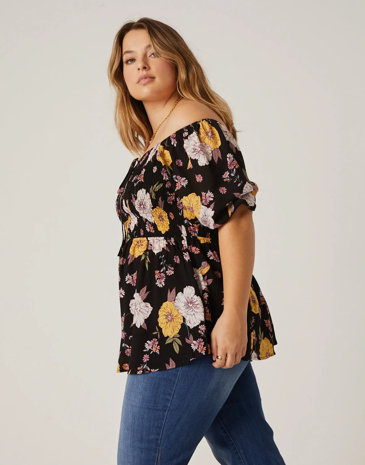 Plus Size Babydoll Floral Top