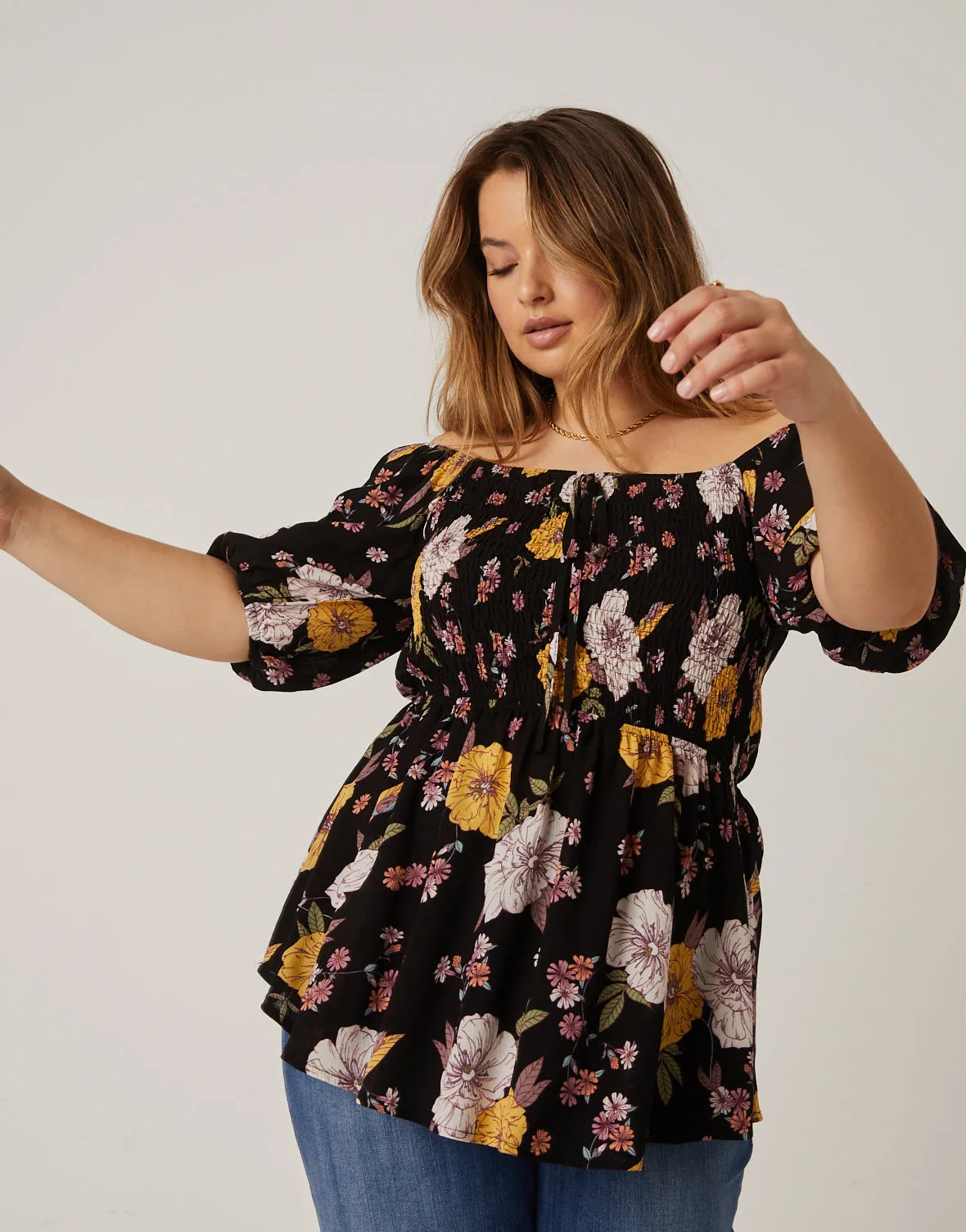 Plus Size Babydoll Floral Top