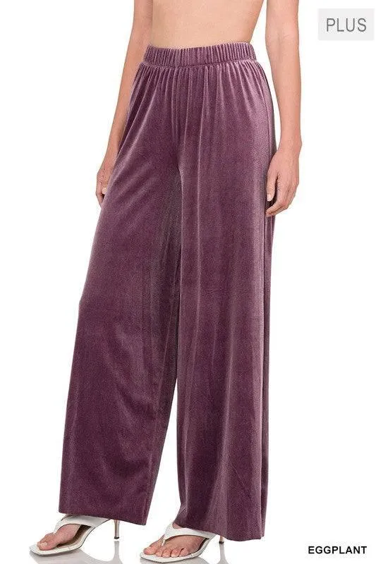 PLUS SIZE Velvet Palazzo Pants