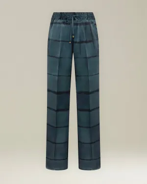 PRINTED SILK DRAWSTRING TROUSERS
