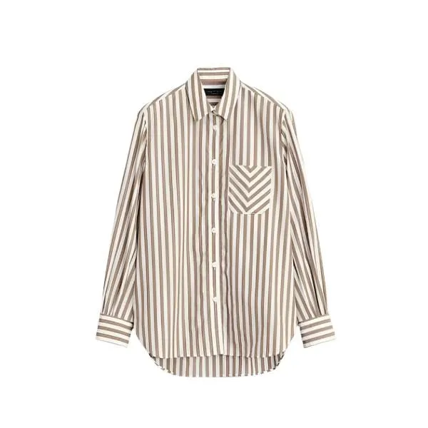 Rag & Bone Maxine Poplin Shirt in Brown Stripe