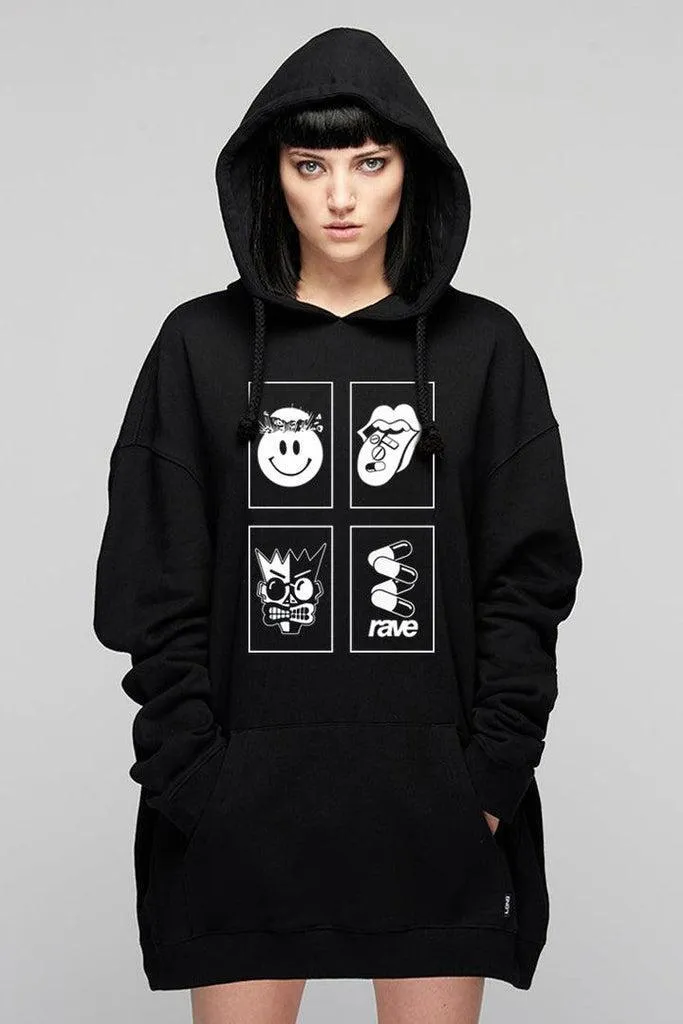 Rave Flyers Lux - Oversize Hooded Sweat - Unisex