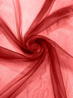 Red 58/60"Wide 100% Polyester Soft Light Weight, Sheer Crystal Organza Fabric Sold By The Yard