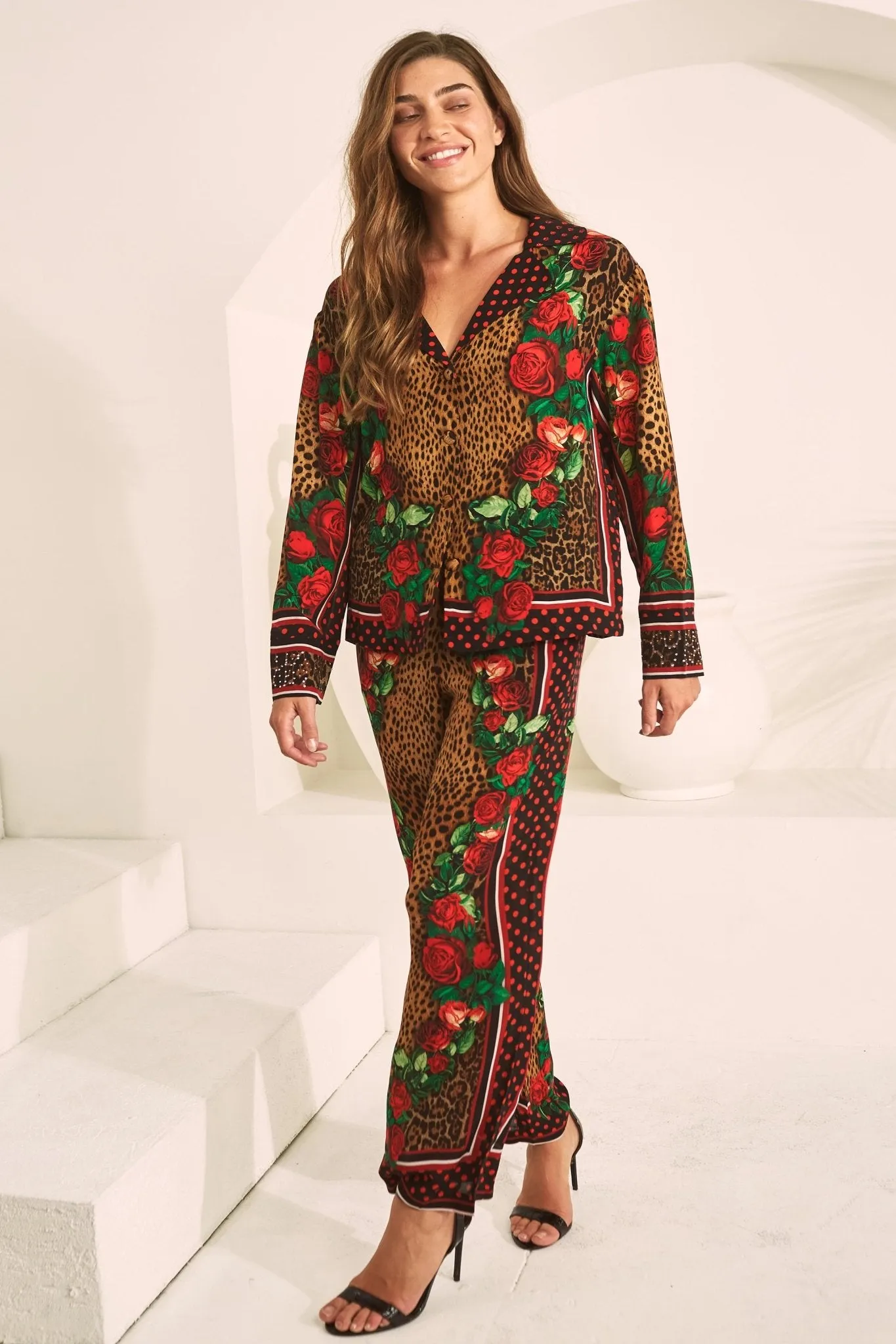 ROSE LEOPARD PALAZZO PANTS