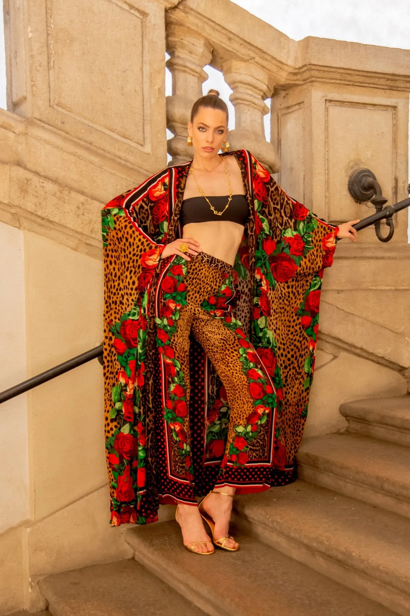 ROSE LEOPARD PALAZZO PANTS