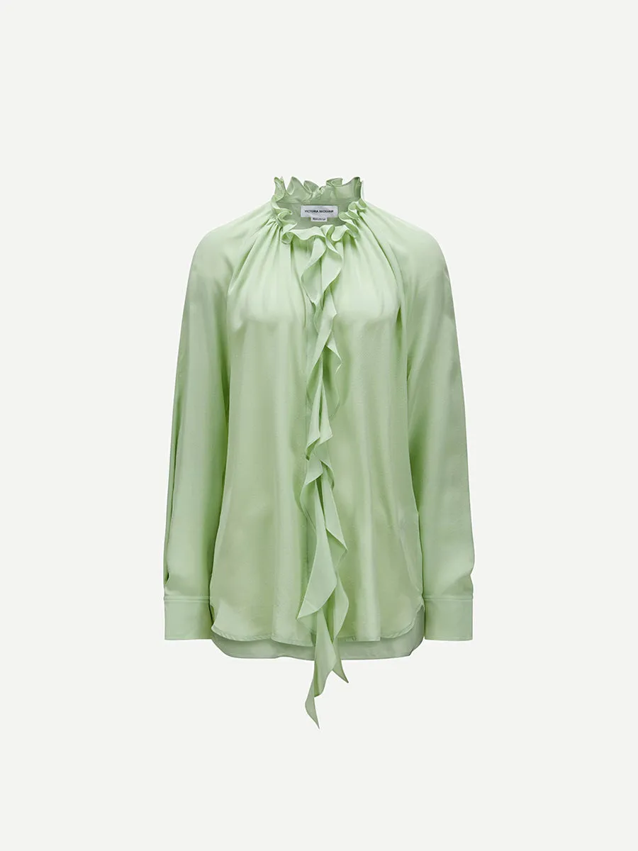 Ruffle Blouse in Jade