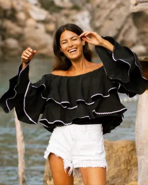 Ruffle Top in Black