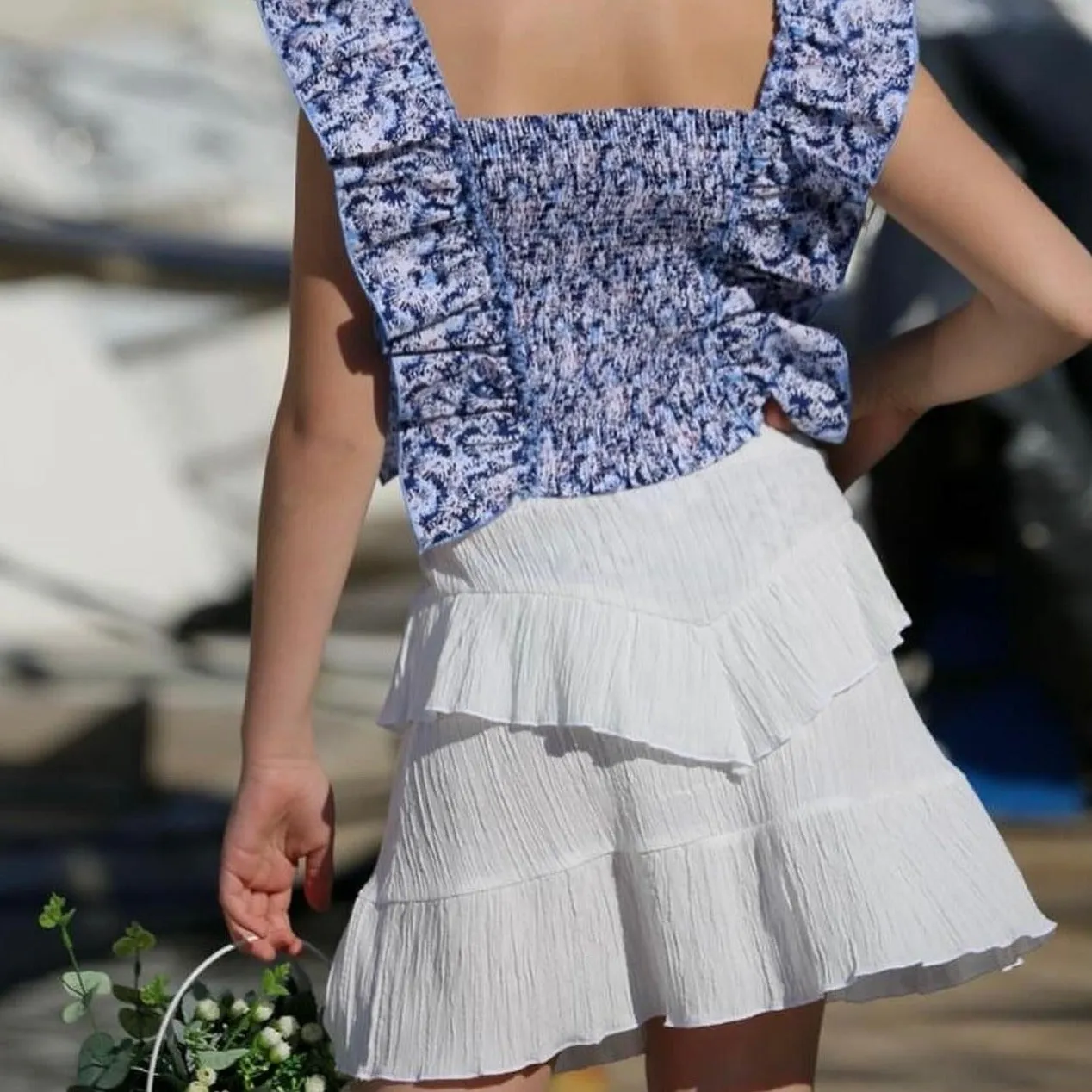 Ruffled Skirt White