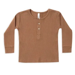 Rylee and Cru Caramel Ribbed Henley Boys Tee