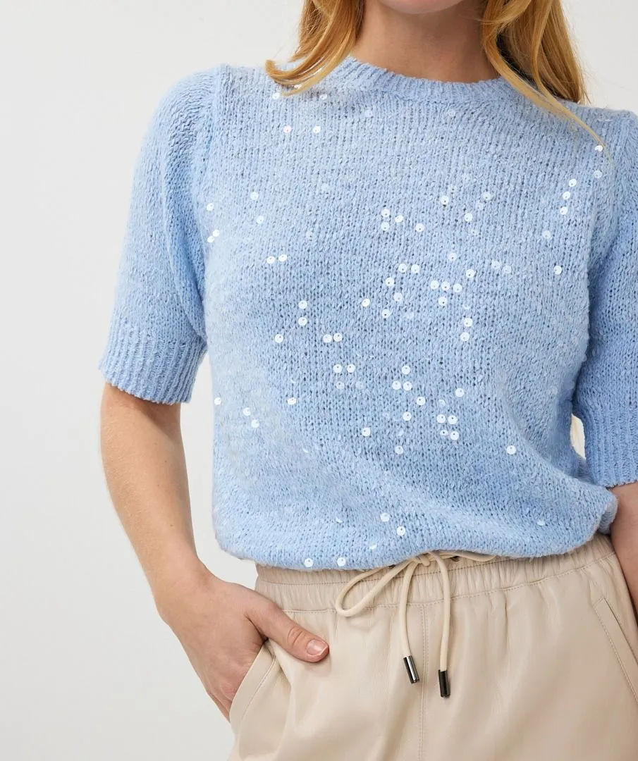 Senta Sequins Sweater in Sky Blue - EsQualo SP2502013