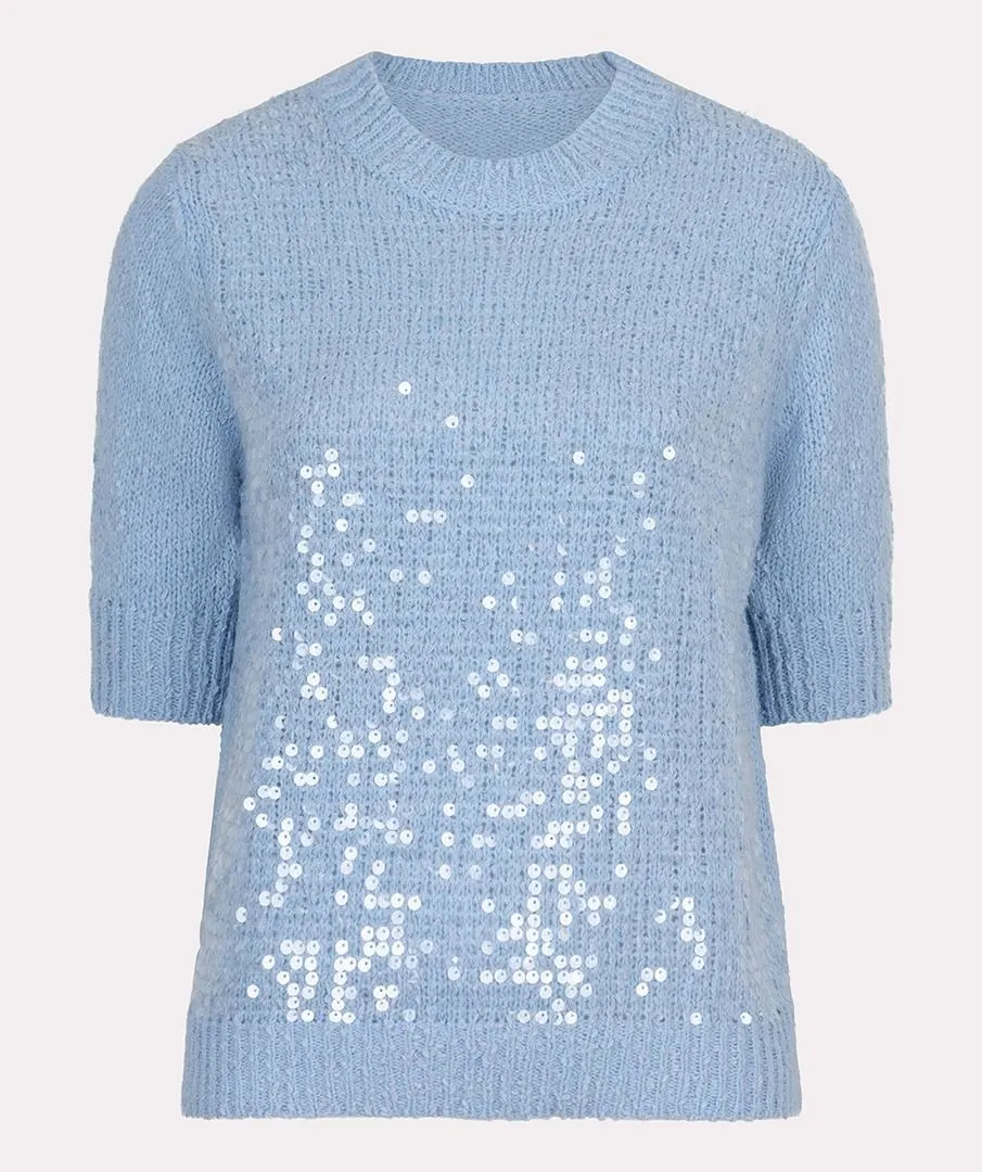 Senta Sequins Sweater in Sky Blue - EsQualo SP2502013