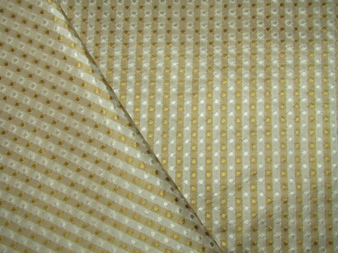 SILK TAFFETA FABRIC Light Gold & Cream color plaids with jacquard 54" wide TAFCJ7