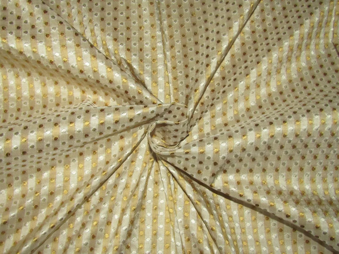 SILK TAFFETA FABRIC Light Gold & Cream color plaids with jacquard 54" wide TAFCJ7