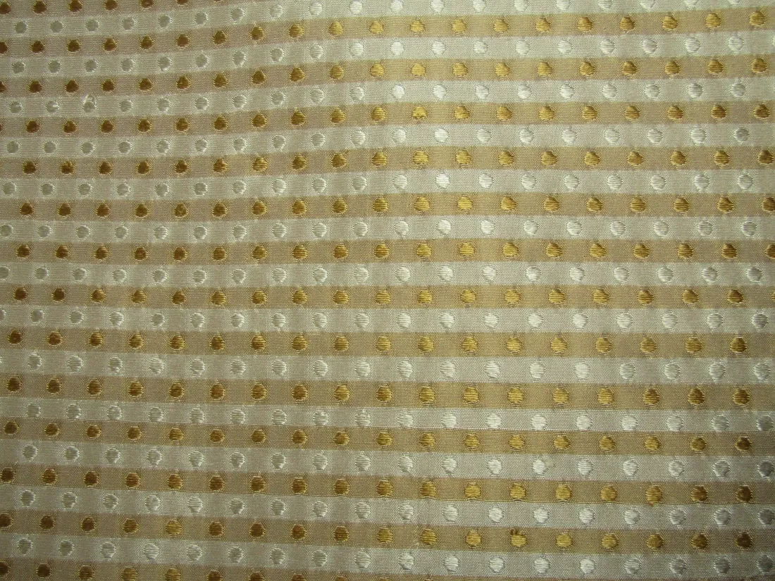 SILK TAFFETA FABRIC Light Gold & Cream color plaids with jacquard 54" wide TAFCJ7
