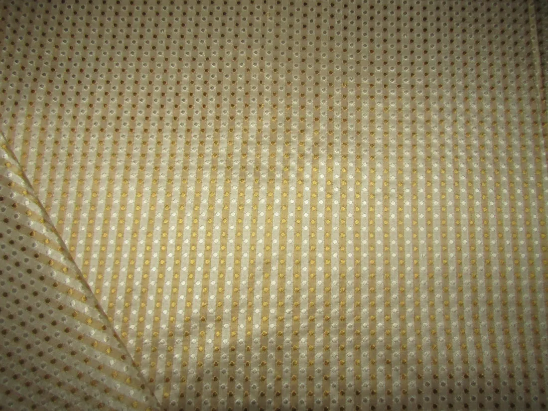SILK TAFFETA FABRIC Light Gold & Cream color plaids with jacquard 54" wide TAFCJ7