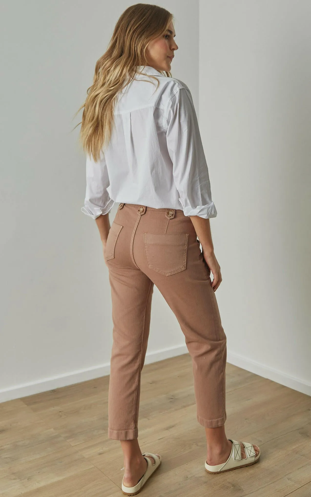 Stella Stretch High Waisted Taupe Trouser
