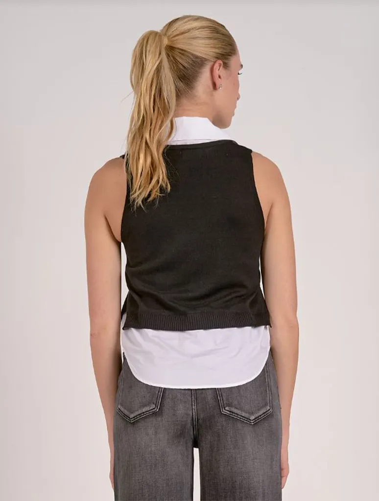 Sweater V-Neck Layered Top