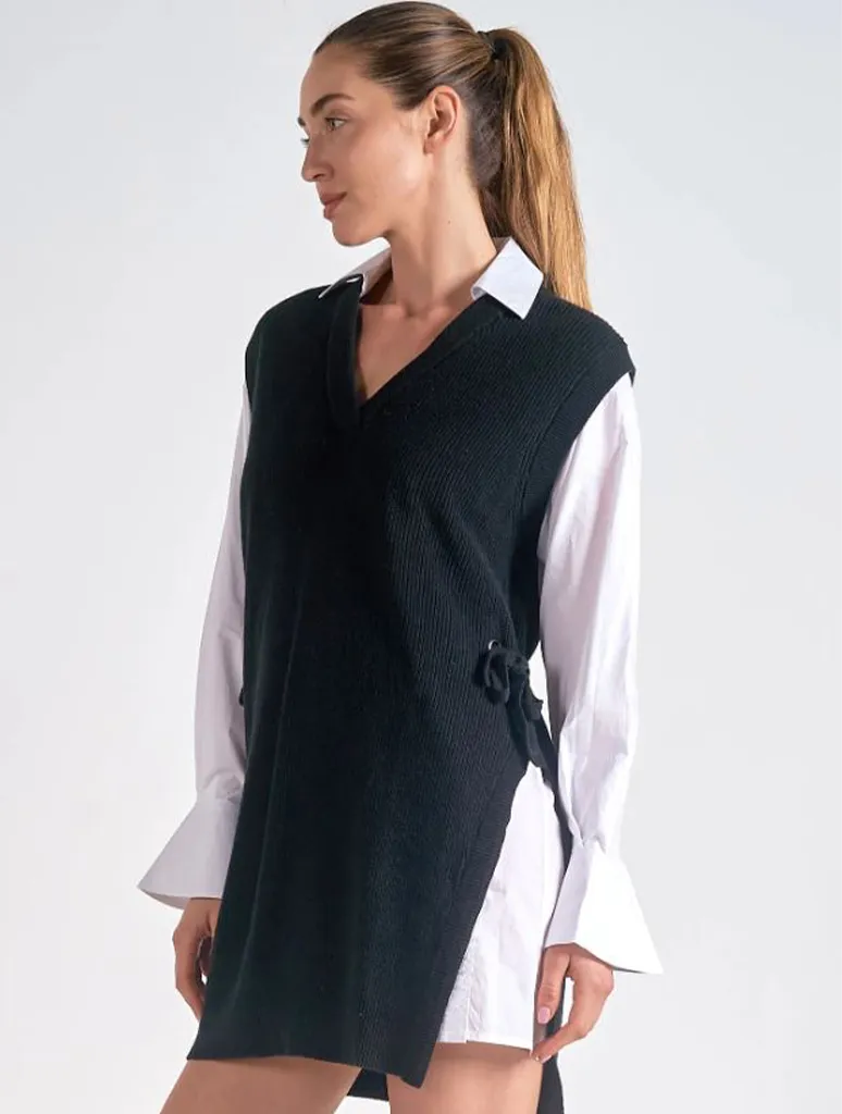 Sweater Vest Shirt Combo Dress