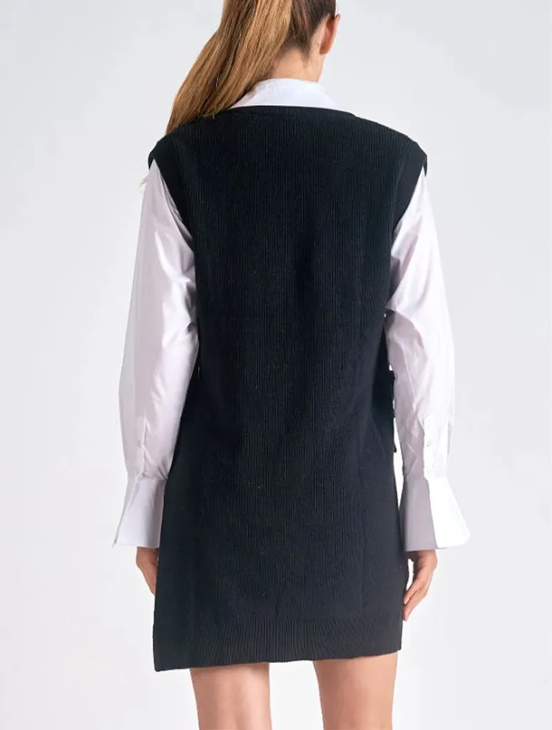 Sweater Vest Shirt Combo Dress