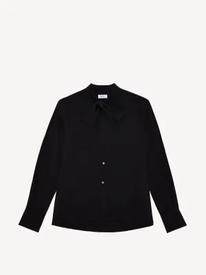 The silk crepe de chine onyx Pussy Bow Tie