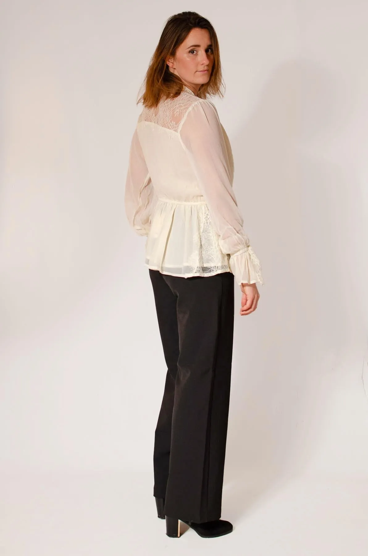 Tie Neck Dobby Blouse
