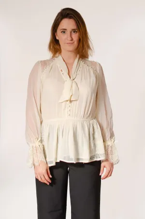 Tie Neck Dobby Blouse