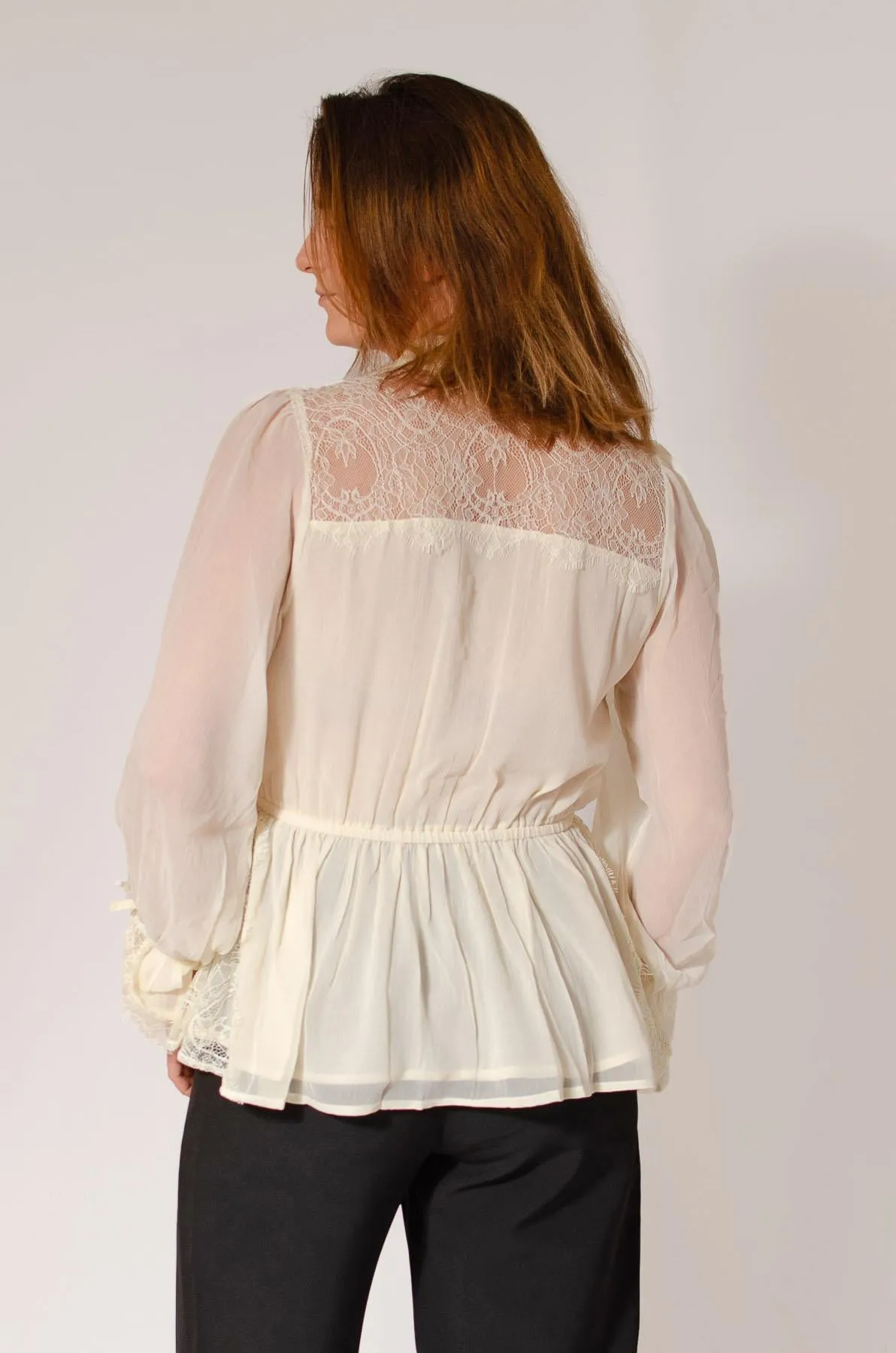 Tie Neck Dobby Blouse