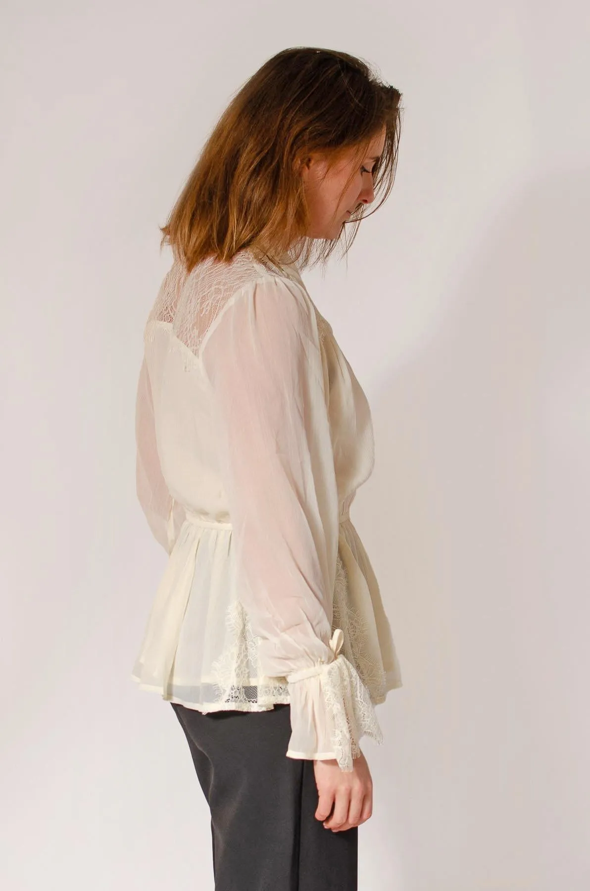 Tie Neck Dobby Blouse