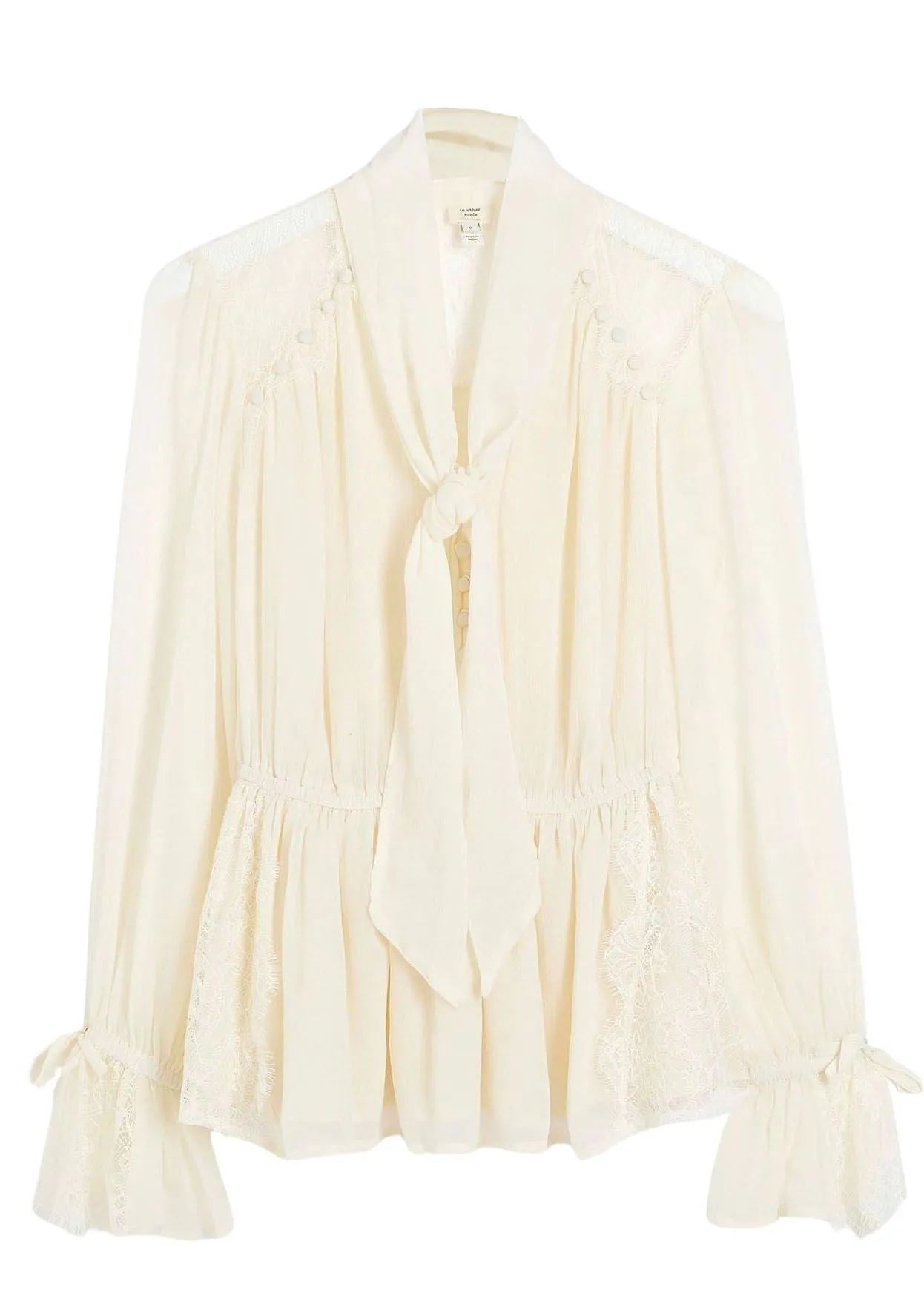 Tie Neck Dobby Blouse