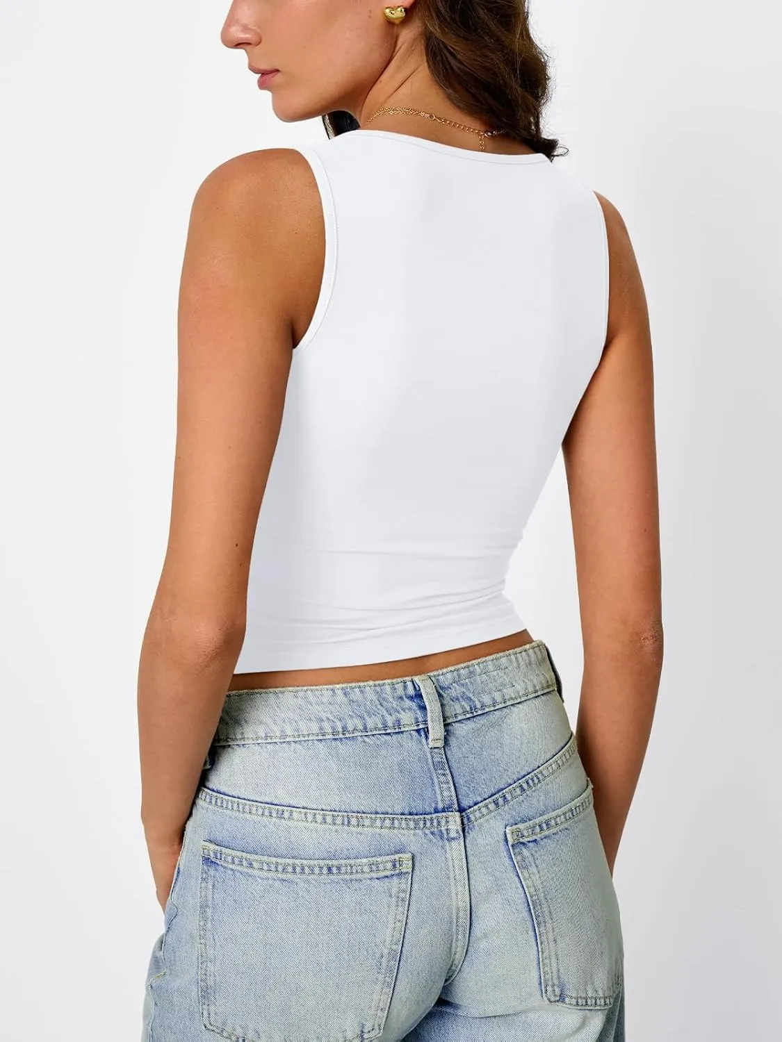 Trendy Queen Womens Tank Tops Double Lined Crop Sleeveless Going Out Camisole Summer Fashion Basic Soft Spring Clothes 2025