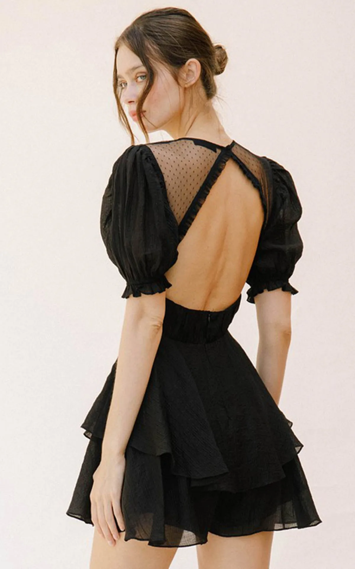 Tu Es Superbe Black Polka Dot Open Back Playsuit