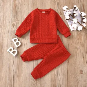 Unisex Solid Color Twist Long Sleeve Top & Pants Kids Wholesale Clothing